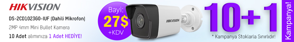 Hikvision DS-2CD1023G0-IUF (Dahili Mikrofon) 2MP 4mm Mini Bullet Kamera (H265+) 10+1 Kampanyası!