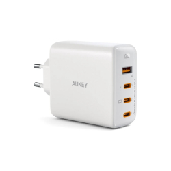 Aukey Pa-B7S-Wh 100W D&Ouml;Rt Bağlantı Noktalı Pd Gan Duvar Şarj Cihazı
