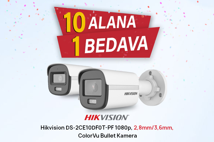 Hikvision DS-2CE10DF0T-PF 10 Adet alımınıza  1 Adet HEDİYE!